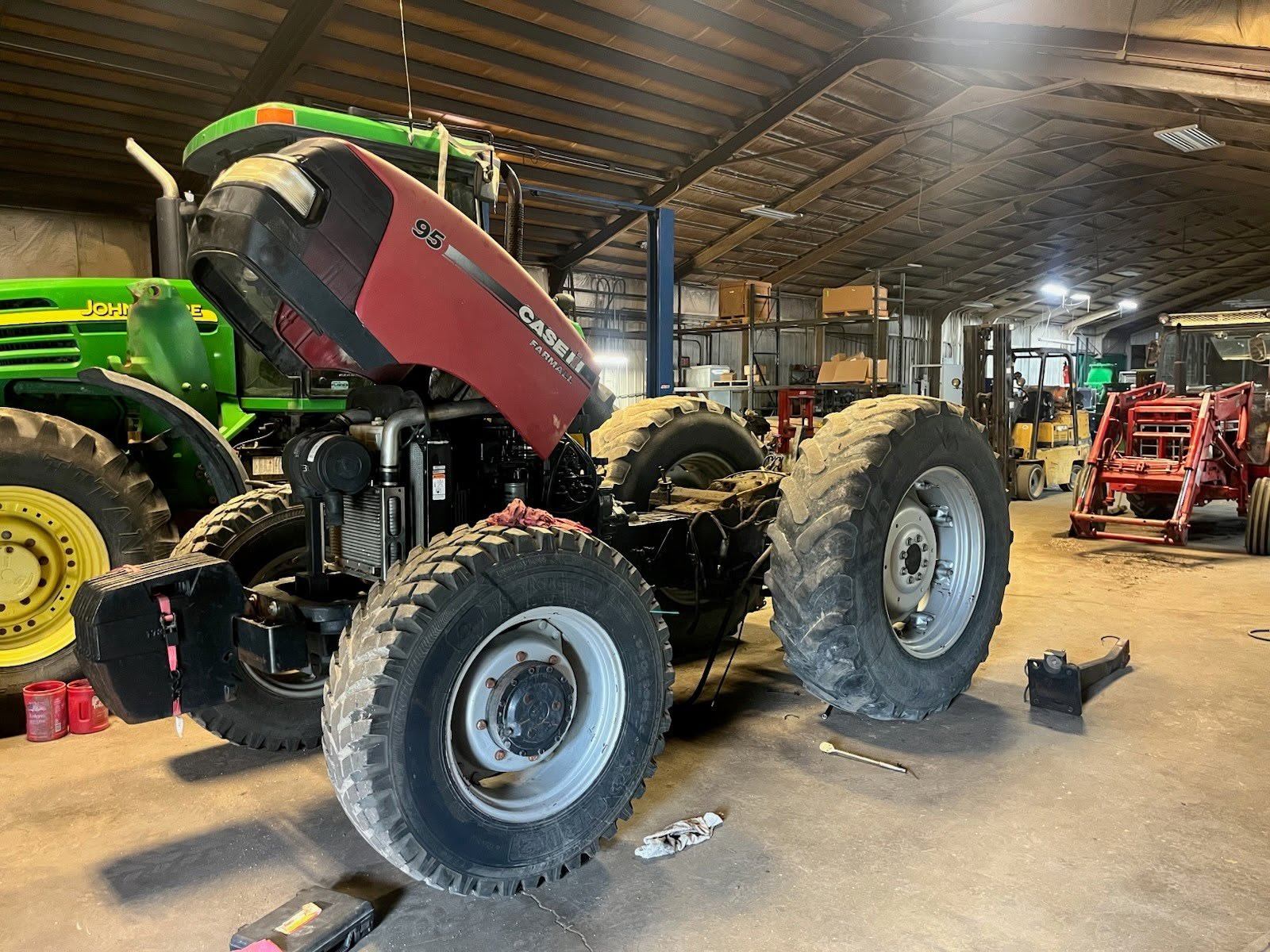 Case IH tractor being serviced on-site